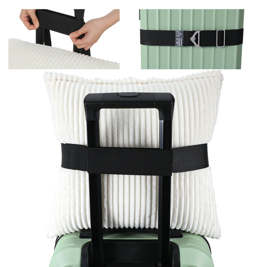 2-in-1 Adjustable Luggage Straps for Suitcases, Travel Belt for Luggage, Bag Strap with Alloy Buckle, Luggages Accessories for Suitcases, Elastic Suitcase Belt (Black)