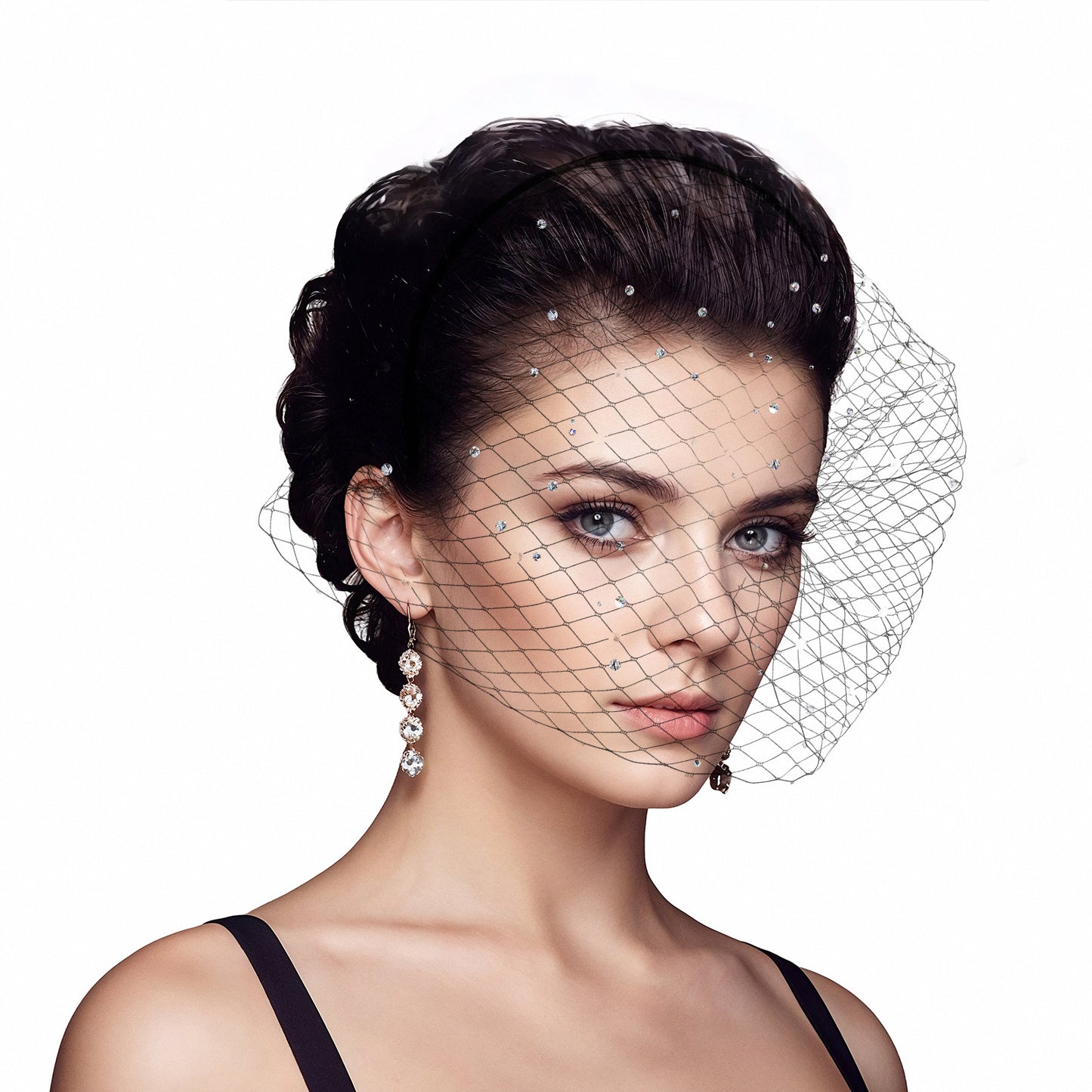 Bremorou Birdcage Veil Black Veil Headband Funeral Veils Mesh Fascinator for Women Elegant 1920s Headpiece Birdcage Bridal Wedding Tea Party Fascinator Veils for Women