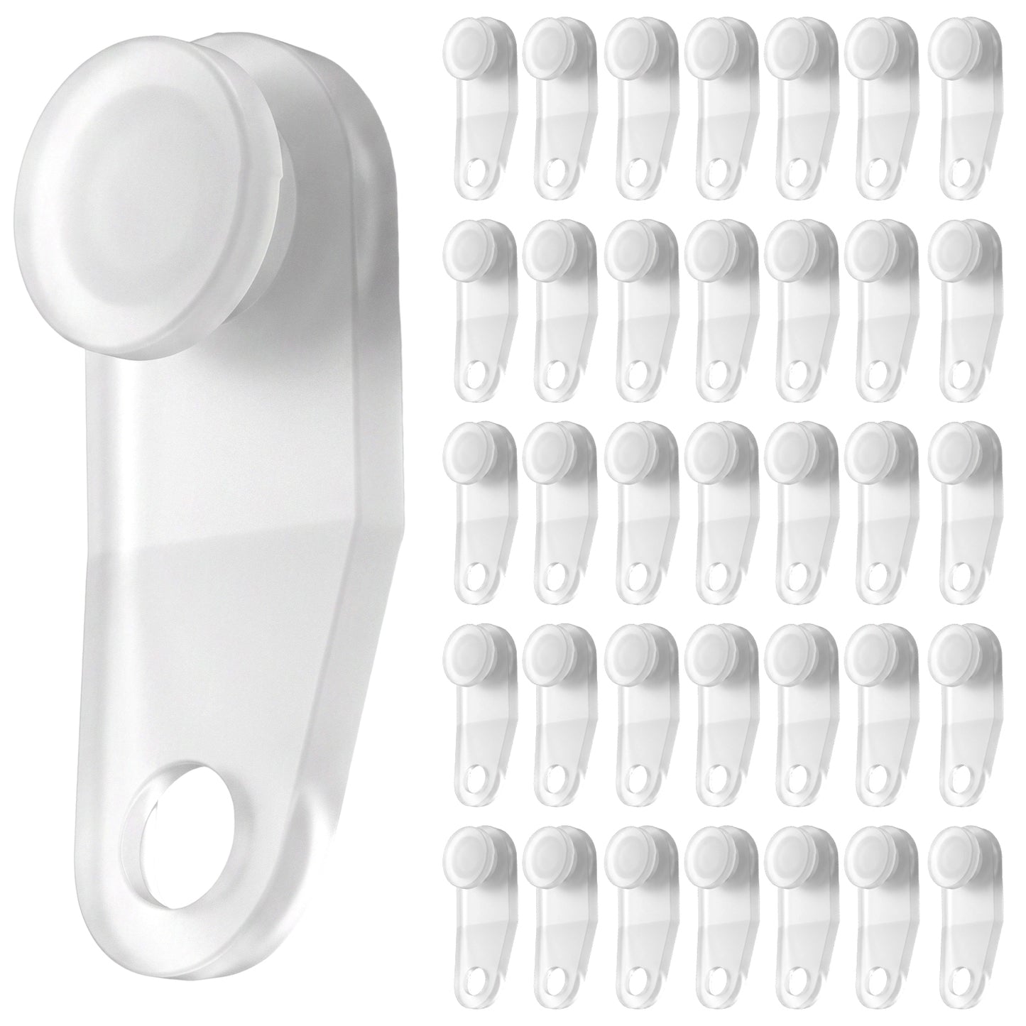 50 PCS White Plastic Curtain Track Hooks, Durable Curtain Slider Track Gliders for Traverse Curtain Rods
