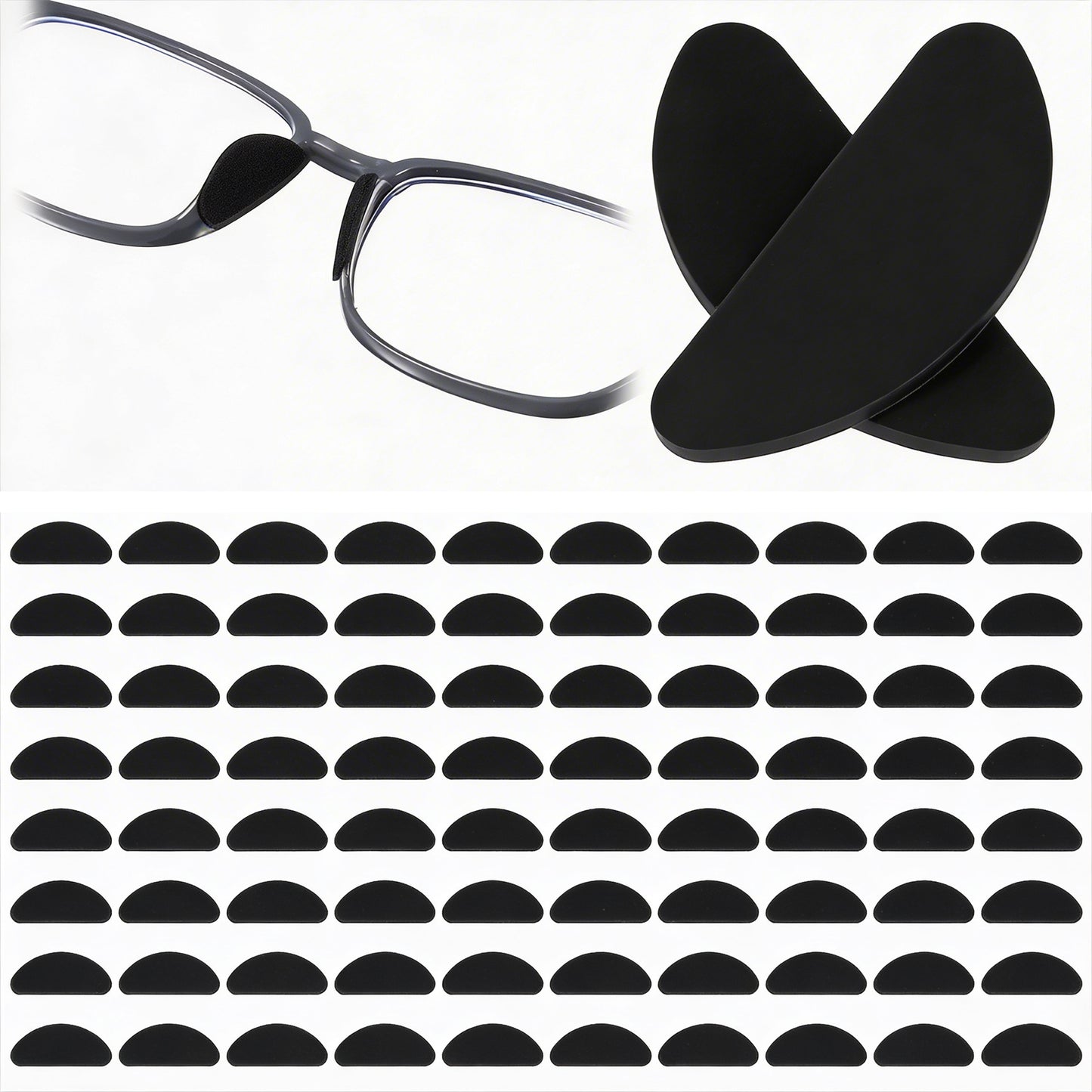 RAHHLIZS 40 Pairs Glasses Nose Pads Black Nose Pads for Glasses Anti Slip, 1mm Silicone Eyeglass Noses Pad with Soft Sticky Backing, Non Slip Nosepads for Eyeglasses, Sunglasses