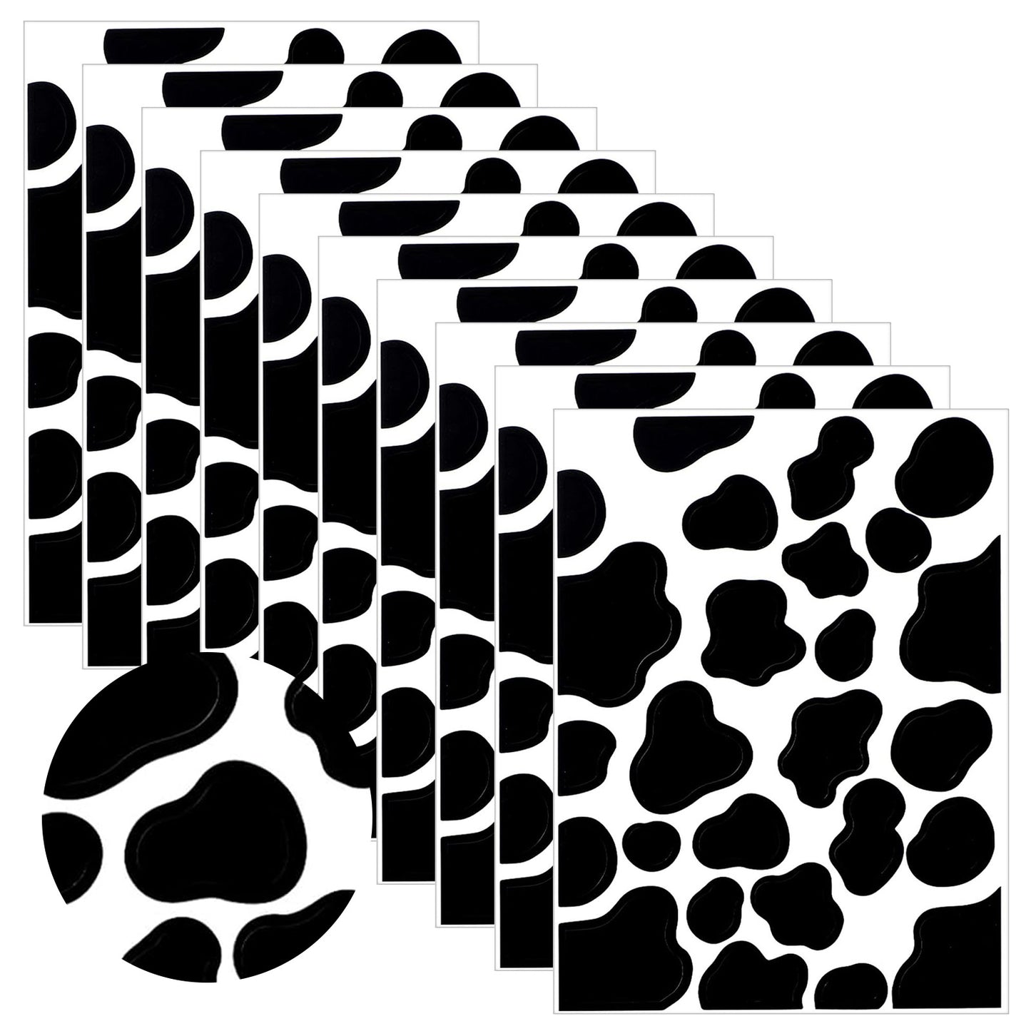 RAHHLIZS 260PCS Cow Print Stickers, Peel and Stick Black Cow Spot Stickers