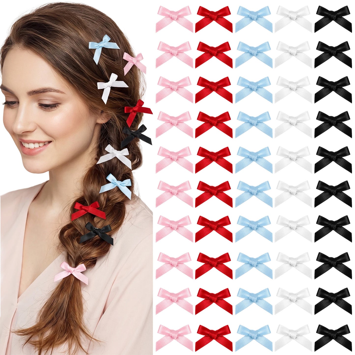 Ouligay 50Pcs Mini Hair Bows Small Bows For Hair Tiny Bow Clips