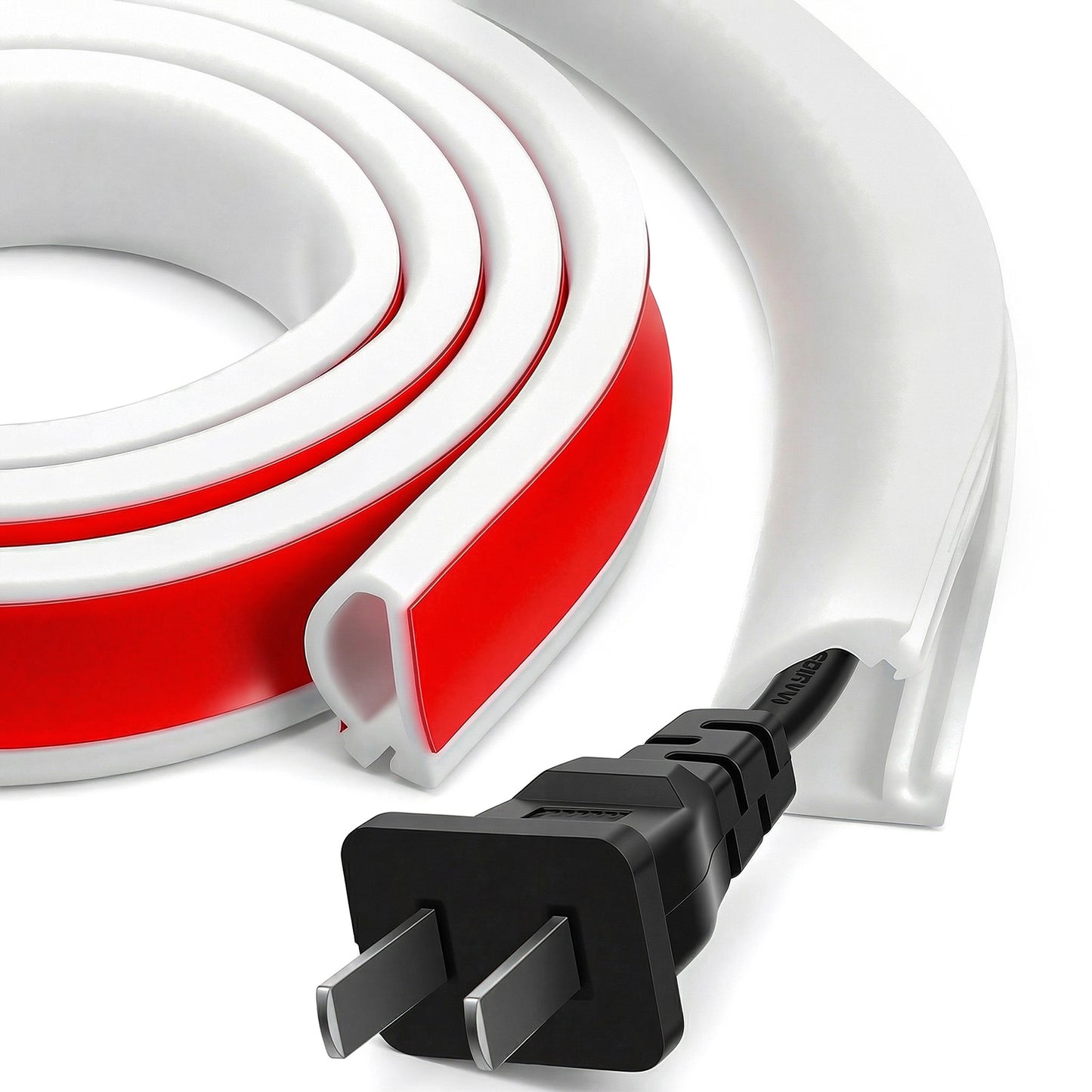 Silicone Cord Hider For Wall Mount Tv, 39" Self-Adhesive Cable Hider, Flexible Cord Covers Large Cord Concealer For 2-3 Cables, White Cords On Wall Mounted Tv Home Office (White)