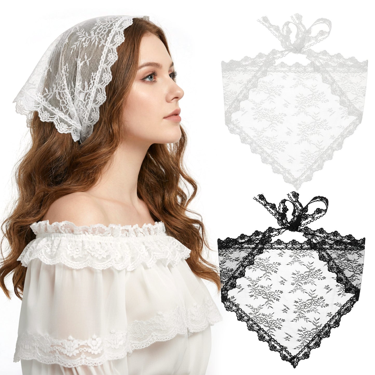 Sorcristy 2 Pcs Head Scarf Headband for Women’S Hair Bandanas for Women Polyester Bandana Headband Triangle Cute Stylish Head Kerchief Summer Accessories (White Black)