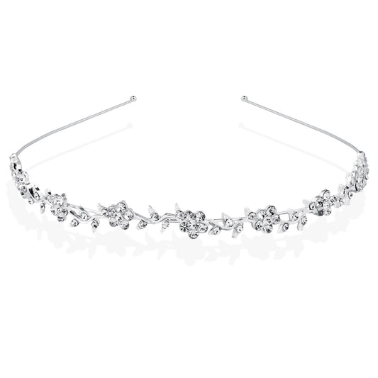 Ymapinc Wedding Headbands for Women, Rhinestone Silver Flower Bridal Headpieces Bride Crown Tiara Bling Headbands for Elegant Women Fancy Vbedazzled Hair Accessories