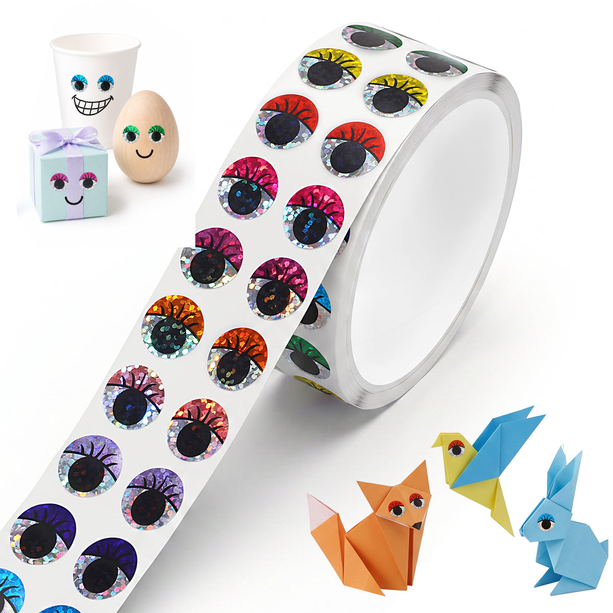Chsoejuf 1000PCS Eye Stickers Self Adhesive Colored Googly Eye Sticker Roll