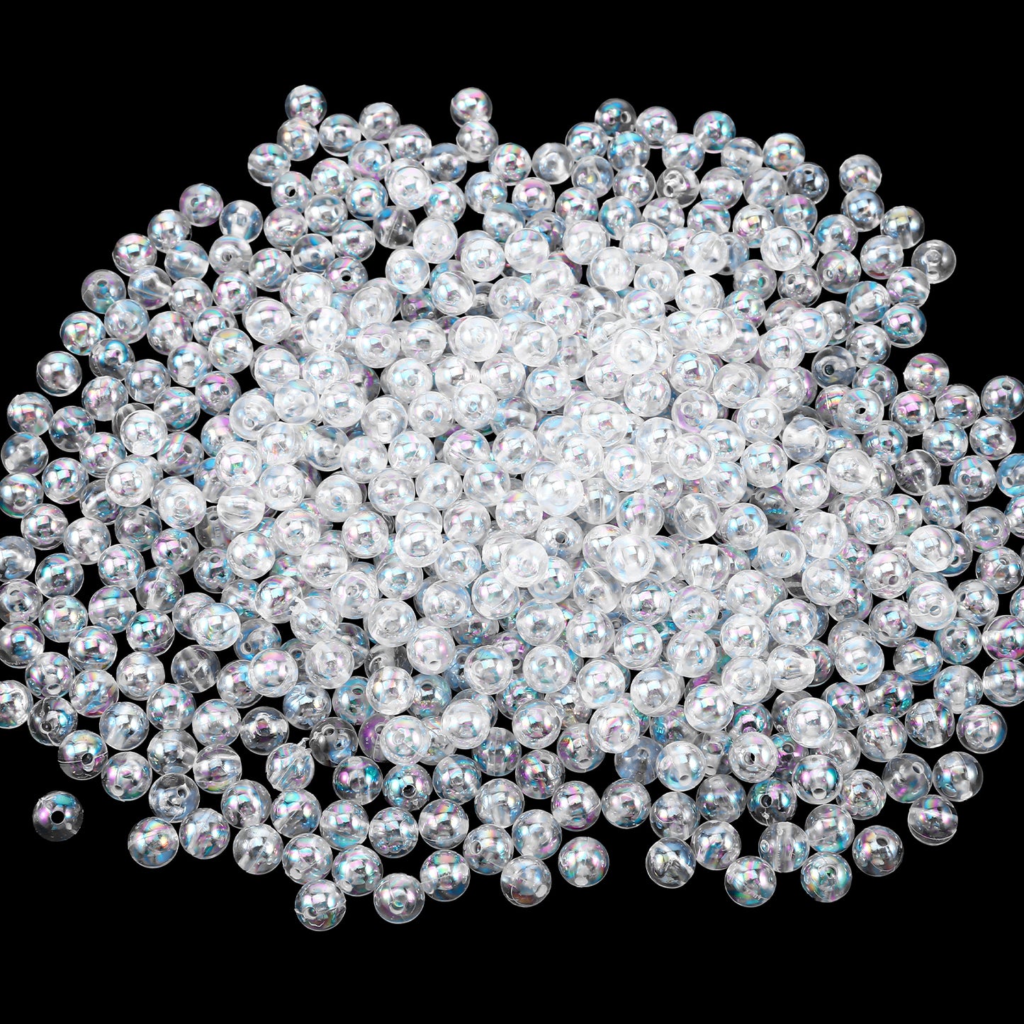 500 PCS 8mm Acrylic Beads Acrylic Round Beads Iridescent Hair Bead Bubble Spacer Bubble Bead for Jewelry Making for Earring Bracelet Necklace Key Chains Jewelry DIY Craft Making(Color)
