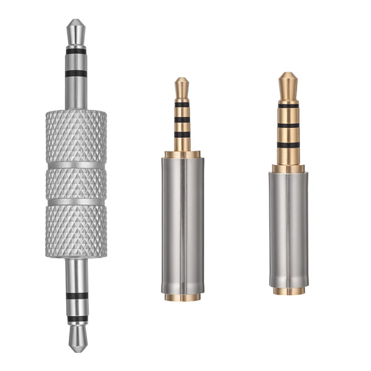 2.5mm to 3.5mm Adapter and 3.5mm to 2.5mm Adapter Male for Female Stereo Audio Connector, Headphone Jack TRS Stereo Aux Converter Gold Plated Headphones Adapters for Smartphones