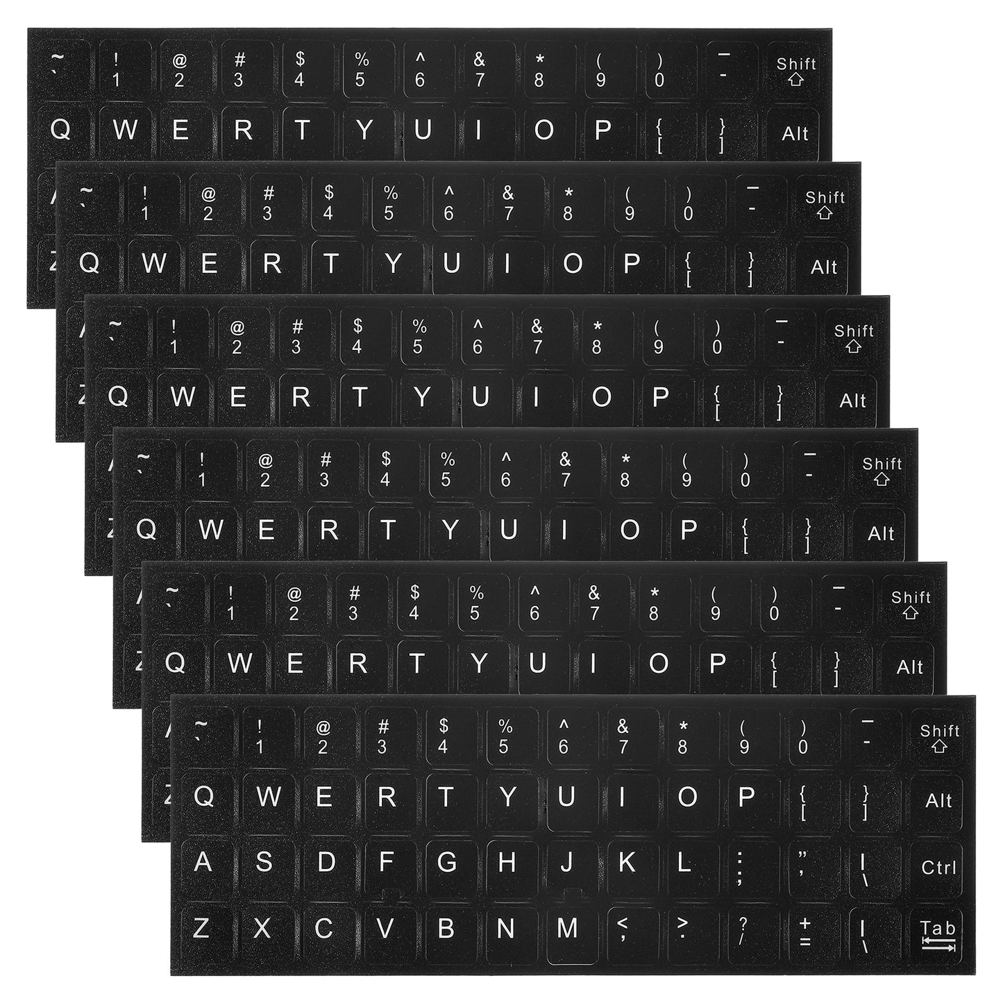 Ouligay 6 PCS Keyboard Stickers Universal Replacement Keyboard Letters Sticker English Matte Black Background and White Lettering Stickers for Pc Computer Laptop Desktop