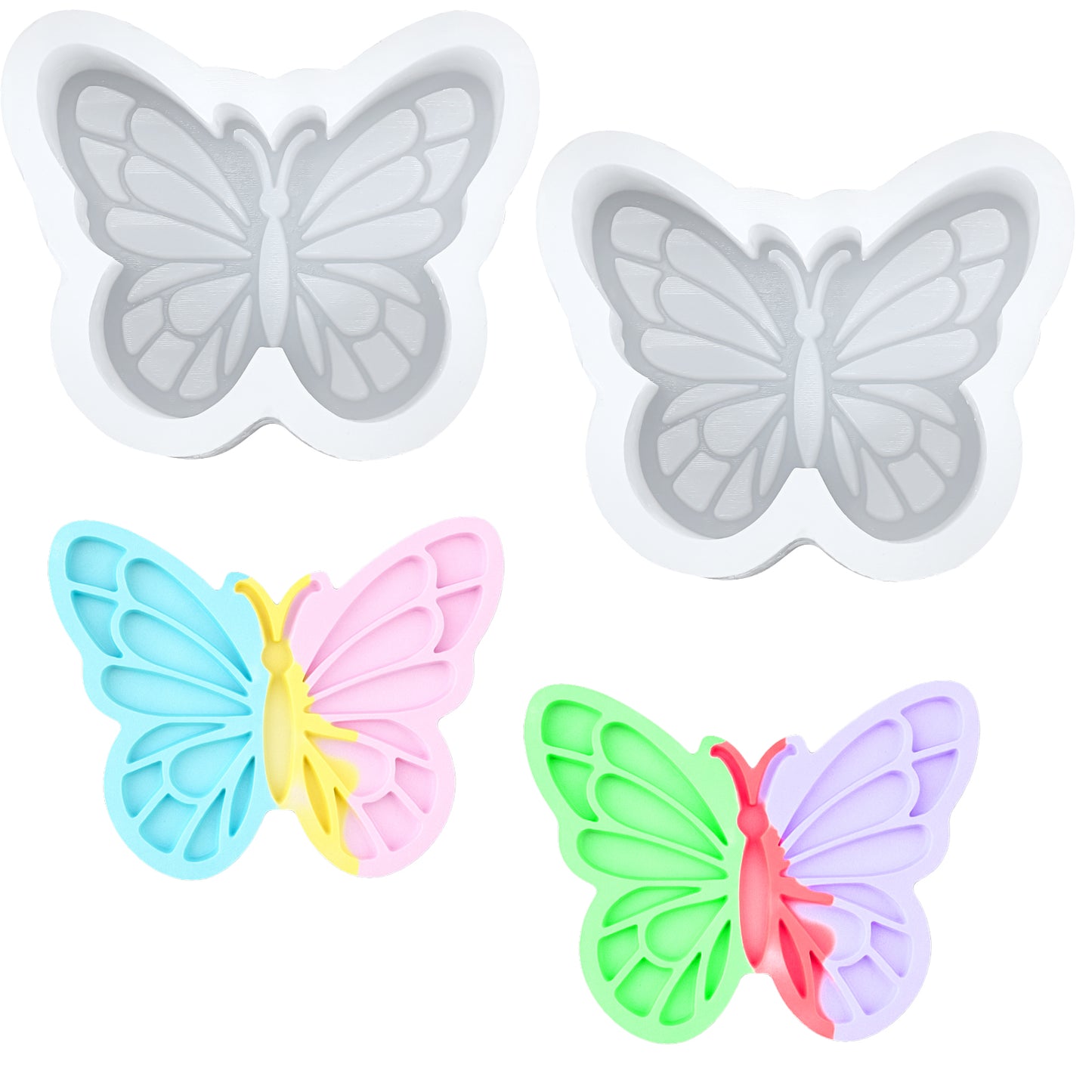 Mabor 3D Butterfly Silicone Mold, 2Pcs Butterfly Candle Molds for Candle Making Chocolate Mold DIY Epoxy Resin Molds for Soap Fondant Cake Decorating Supplies