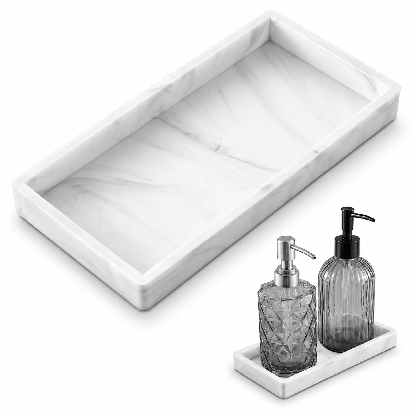 Quvvarly 1PCS Bathroom Organiser Tray for Dresser Rectangle Silicone Tray