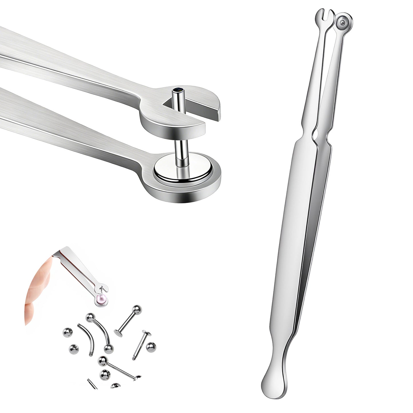 Mabor Piercing Tools for Changing Jewelry, Stainless Steel Piercing Ball Grabber Tool, Piercings Changing Tool for Nose Ear Belly Jewelry