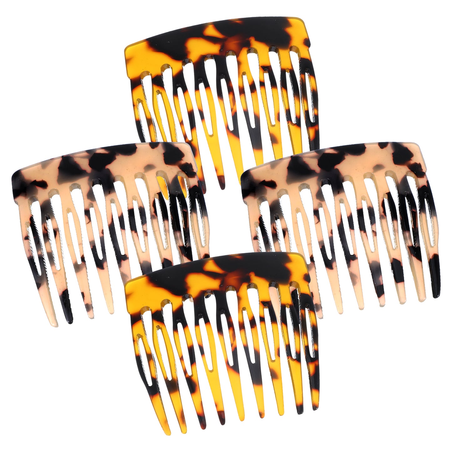 Nogeqi 4PCS Hair Side Combs, Decorative French Hair Comb Clips for Women Girls Styling Accessories (Tortoise Shell, Leopard)