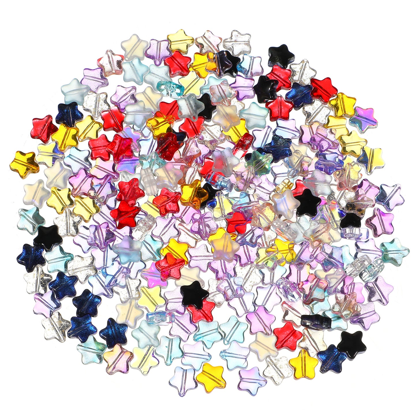 200 Pcs 8mm Glass Star Beads Mixed Electroplated Colorful Crystal Star Beads Cute Stars Glass Spacer Beads Bulk for Jewelry Making Earring Bracelets Necklaces and Crafts Supplies