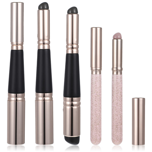 Tyqour 2Pcs Dual Ended Silicone Lip Brush Applicator Reusable Makeup Applicator Portable Lipstick Applicator Brushes With Lids Beauty Tool Kits for Lip Balm, Lip Gloss, Lipsticks