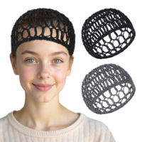 2 Pcs Tubi Hair Wrap Hair Nets For Sleeping Mesh Crochet Hair Net Snood Hat Sleep Cap Shower Cover Ornament Hair Wrap Nets For Women Sleep Black Mesh Crochet Hair Net For Women Black And Gray