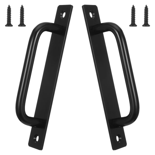 2 Pack Black Barn Door Handle Aluminum Alloy Sliding Door Handle Closet Doors Pulls with Plate for Kitchen Cabinet Drawer Nightstand Bathroom Window Closet Dresser Replacement 5.71 × 0.98 × 1.38 Inch