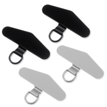 Bremorou 4 Pcs Phone Tether Tab Phone Lanyard Tab Stainless Steel Metal Phones Strap Holder Tether Tabs for Cell Phones Keychain Holder Lanyard Patch for All Full Cases (Fashion Silver+Black)