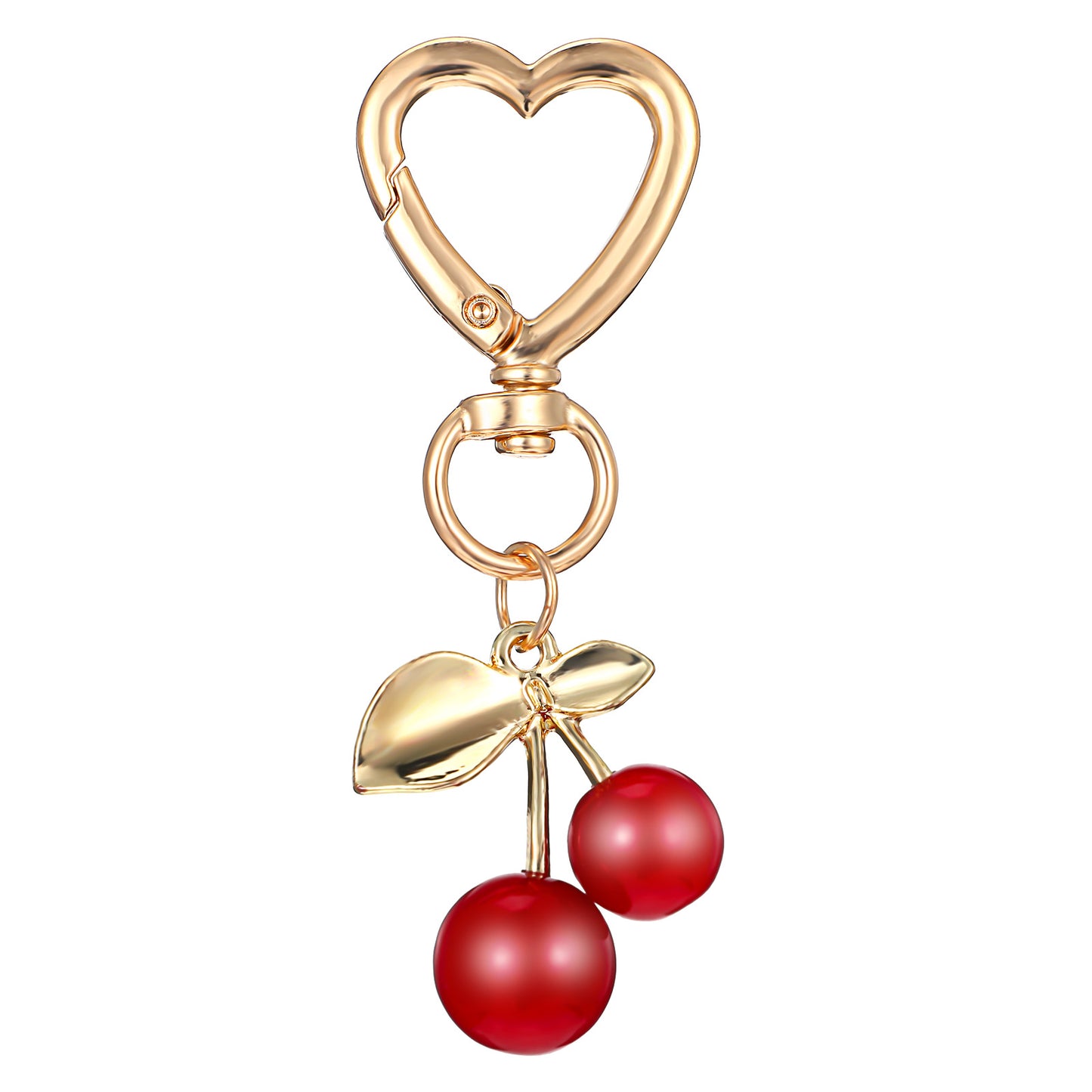 Ymapinc Cute Cherry Heart Shaped Keychain for Women Girls, Aesthetic Funny Bag Charms Purse Wallet Backpack Accessories (Zinc Alloy & Acrylic)