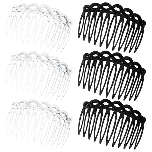 Ymapinc 6Pcs French Hair Combs - Resin Decorative Comb Clips, Vintage 14-Teeth Bridal Hair Accessories for Styling, Black and White