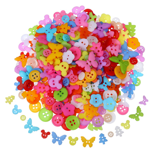 300 Pcs Assorted Resin Buttons for Crafts Round Resin Button Assorted Sizes, Random Mixcolor Buttons Bulk for Sewing Crafts Clothes and DIY Manual Button Painting Decorative Handmade Projects