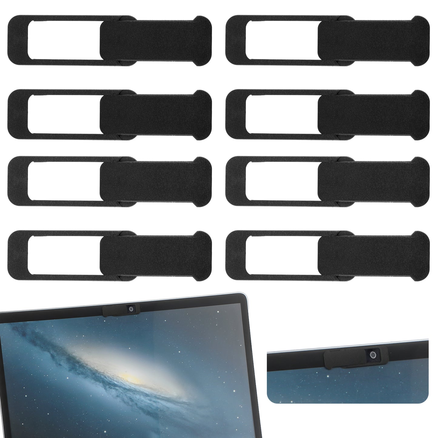 Ymapinc 8Pcs Laptop Camera Cover, Slide Webcam Privacy Safe, Universal Cover for Computer Mobile Phones Tablets, Black