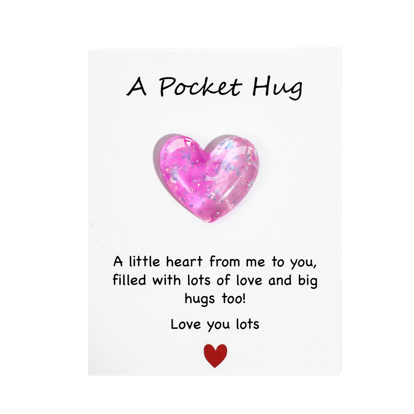 Ymapinc A Pocket Hug Gift with Cards, Heart Gifts for Women, Good Luck/Miss You/Thinking of You Cards, Keepsake/Appreciation Gifts for Friends (Rose Pink)