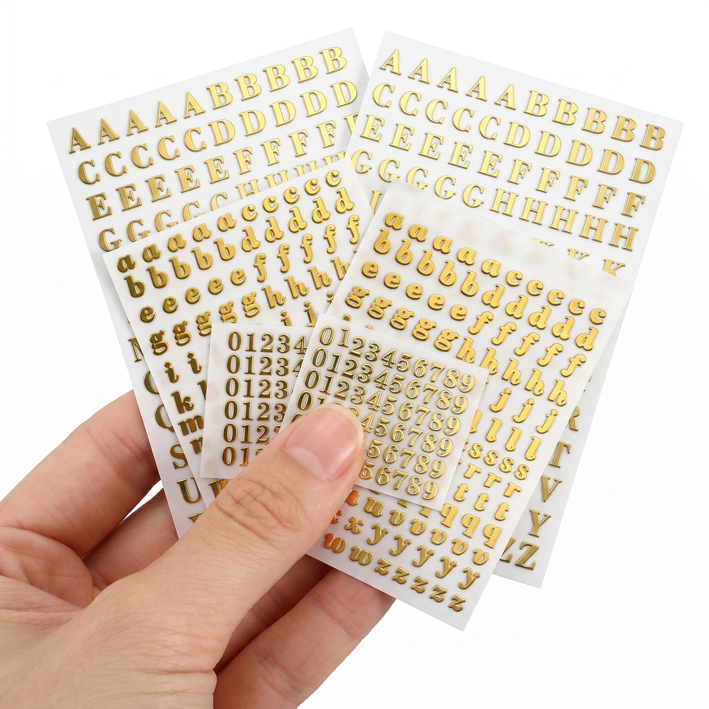 Letter Nail Stickers 6 Sheets Gold Small Alphabet Number Stickers Self-Adhesive Mini Decals Sticker Accessories for Scrapbook Nails DIY Crafts Keyboards Manicure