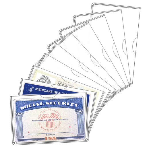 10 Pack Social Security Card Protector Medicare Card Protector Sleeve, Clear PVC Card Sleeves Waterproof Social Security Card Holder Cover for Credit Business Cards Id Debit Cards