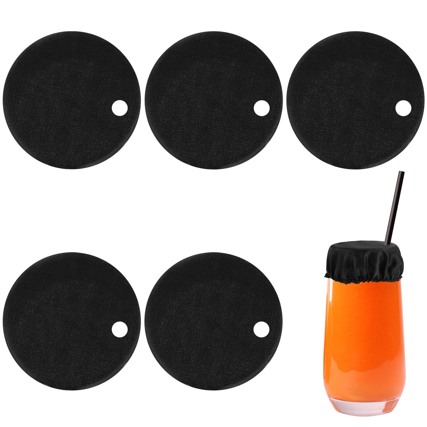 Ouligay 5Pcs Anti Spike Drink Cover Scrunchie for Alcohol Protection Reusable and Washable Drink Protector Scrunchies with Straw Hole for Women at Bar Party
