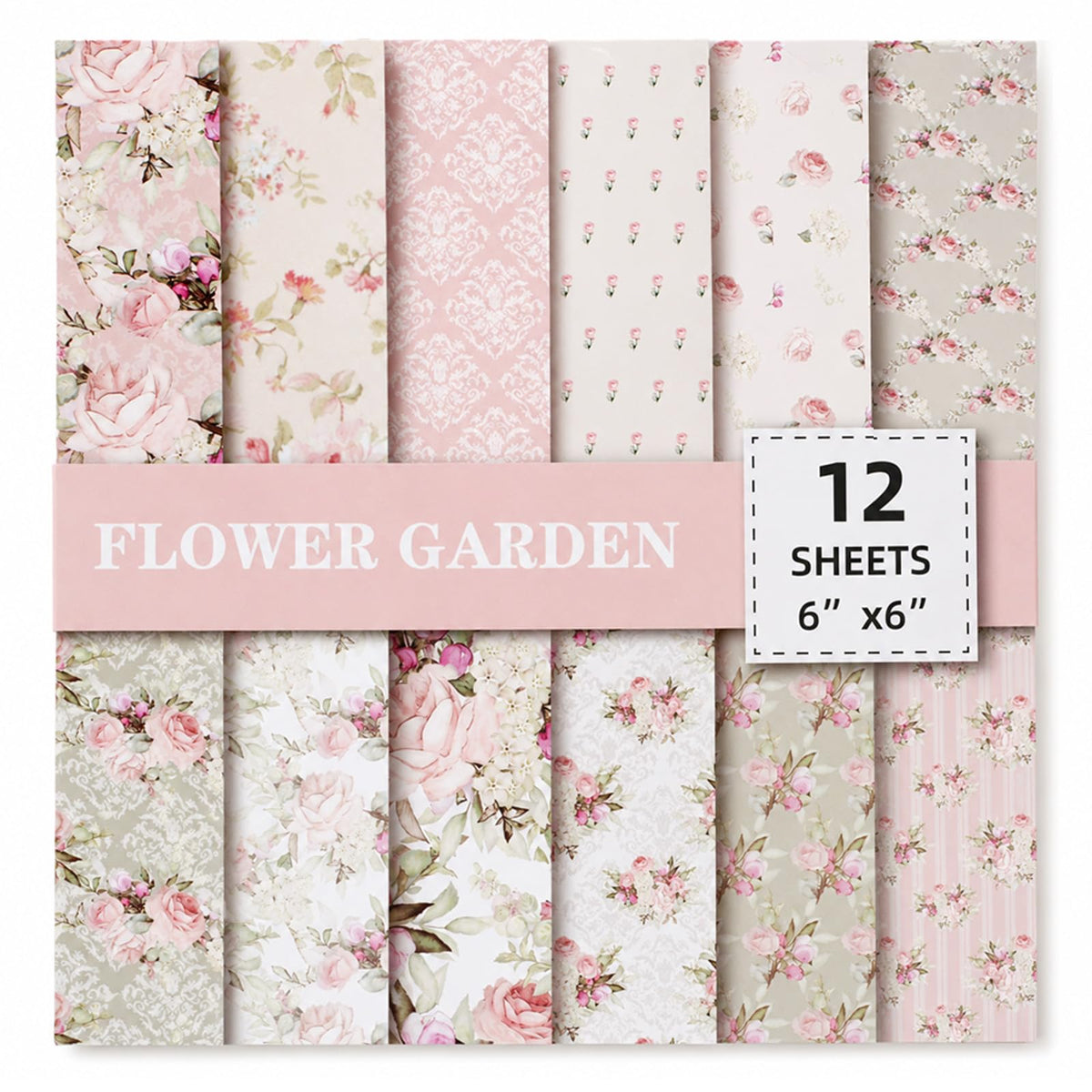 Flower Scrapbook Paper 24 Sheets Scrap Book Paper Sheets Vintage 6"X6"