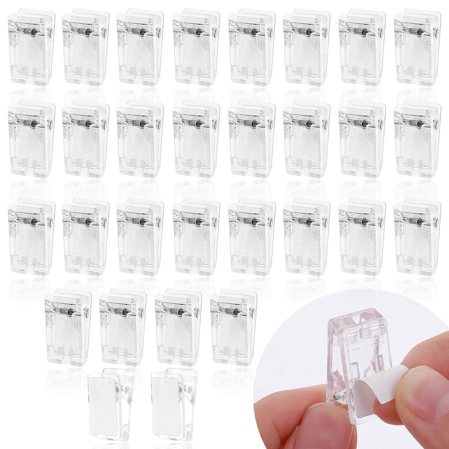 Tapestry Wall Hanging Clips,Mabor 30pcs Shower Curtain Clip Mini Clips for Photos,Adhesive Wall Clips for Hanging,No Need to Drill Holes, No Damage to The Wall,Self Adhesive Clips,Sticky Clips