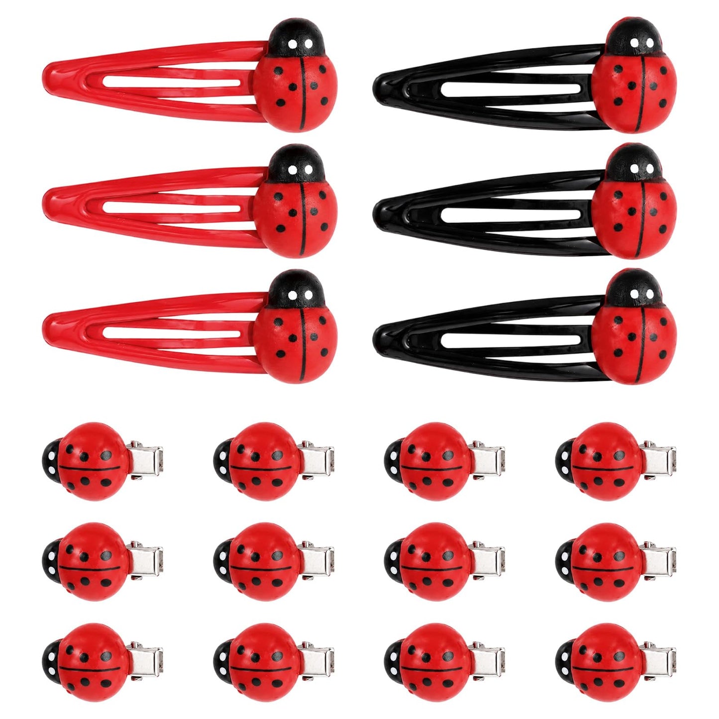 Ouligay 18 PCS Lady Bug Hair Clips Fun Lady Bug Barrettes for Girls Women