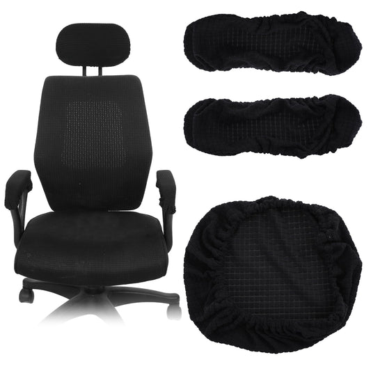 Teaaha 3 PCS Office Chair Arm Covers, Elastic Chair Armrest Covers for Recliners Elastic Armrest Slipcover Pads, Removable Arm Rest Protectors for Desk Chairs, Black