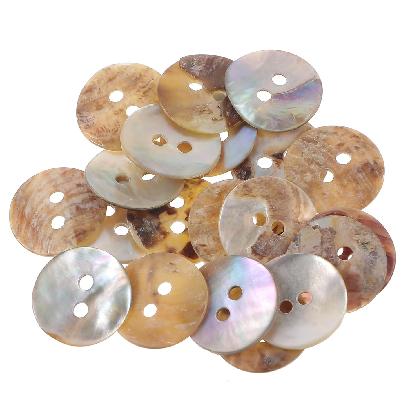 Xinjoduz 20 PCS Shell Buttons, 2-Hole Colorful Genuine Mother of Pearl Buttons Flat Natural Round Shell Button Bulk Pearlized Shell Buttons clothes for Sewing Crafts Handmade Repair Suits Shirts Cloth
