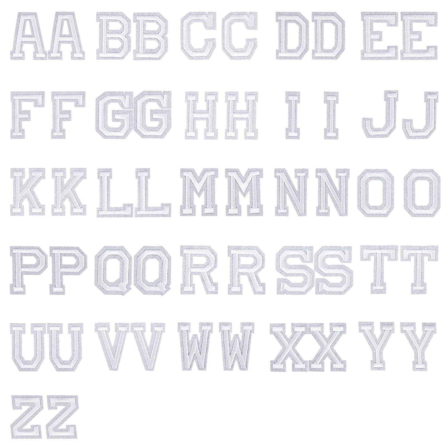 52 PCS Iron on Patches Letters Alphabet A to Z Patches Letter Patches for Clothes White Embroidered Letters Patches Badge Decorate Repair Patches for Clothes Dress Hat Socks Jeans DIY Accessories