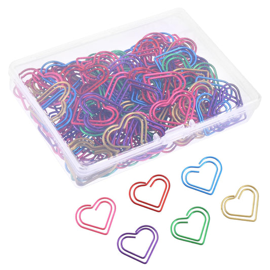 100PCS Heart Paper Clips Colorful Paper Clips Metal Heart Paperclips Cute Small Paper Clips Funny Heart Clips Heart Shaped Paper Clips for Kids Office Supplies Paper Clamps Stationery School Supplies