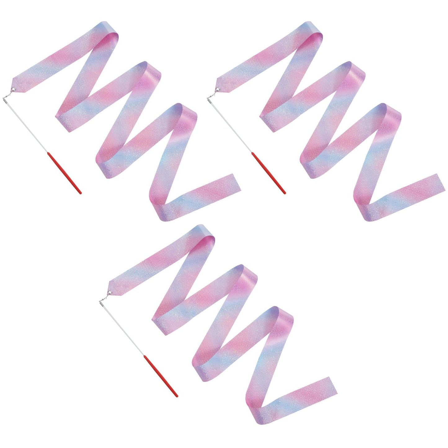 3 PCS Rhythmic Dance Ribbons, 78.7 Inch Sparkling Gymnastics Ribbon Dancer Wands, Gymnastics Dance Ribbons for Artistic Dancing, Gymnastics, Circus Shows, Outdoor Play for Kids and Adults