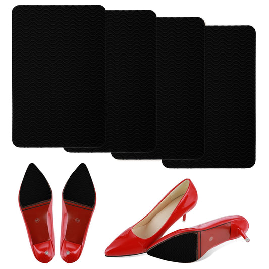 Tyqour 4Pcs Shoe Sole Protector Rubber Soles for Shoe Repair Self Adhesive Shoe Bottom Protector Shoe Sole Repair for Heels Sneakers Leather Shoes Sole Repair Accessories(Black)