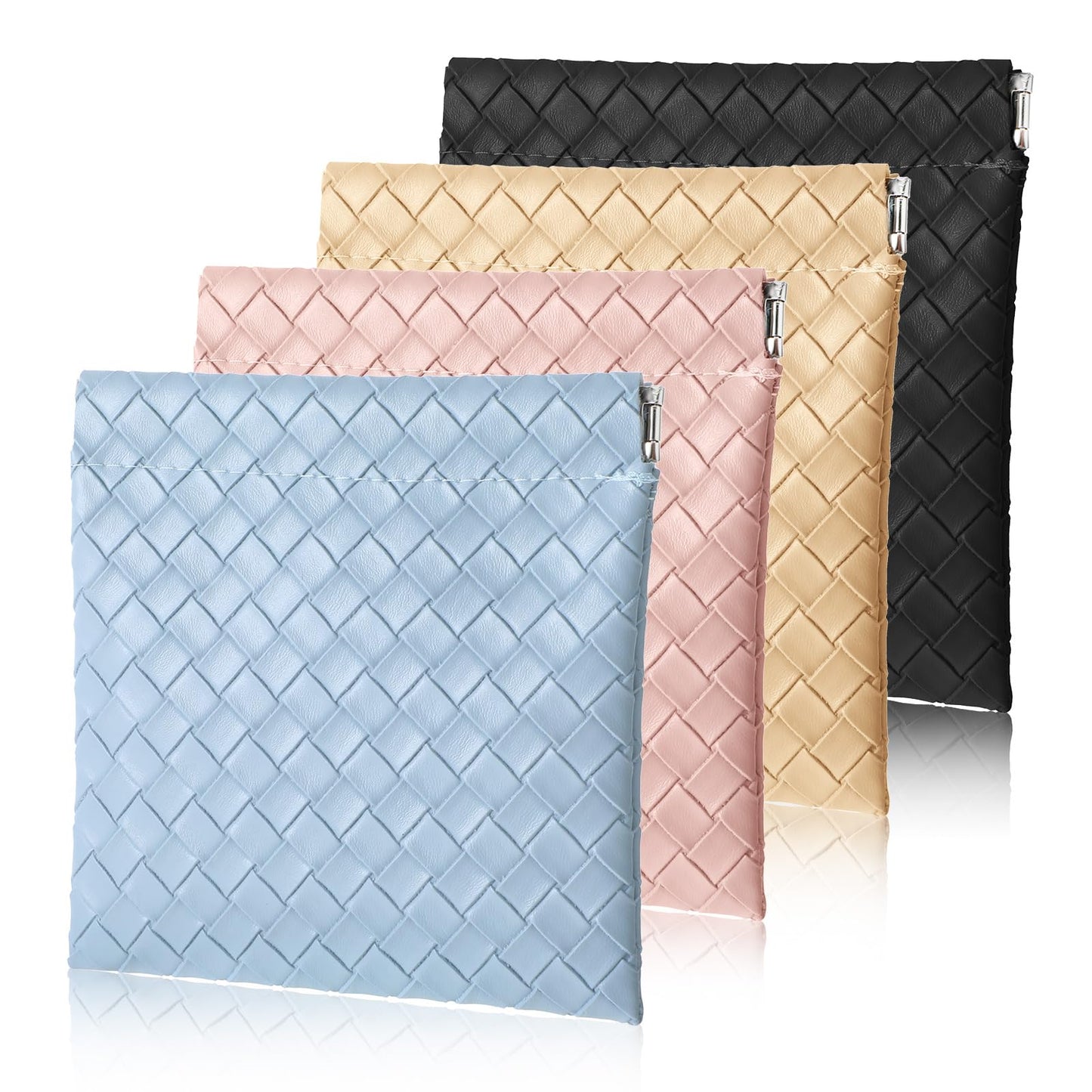 Tyqour 4Pcs Small Coin Purses for Women Leather Coin Pouch Pocket Cosmetic Bag Squeeze Top Waterproof Portable Travel Mini No Zipper Makeup Bags Pouch for Cosmetics Earphones Lipstick Jewelry Storage