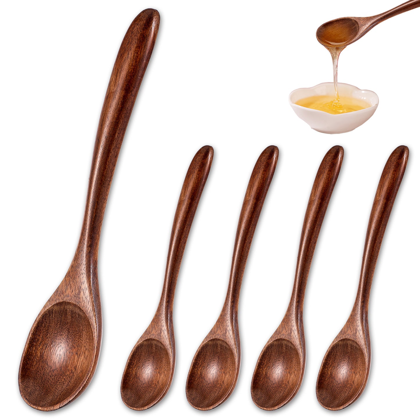 4 Pcs Small Wooden Spoons for Eating, 6.7 inch Wooden Honey Spoons, Wood Teaspoons for Stirring Coffee, Little Wood Table Spoon for Cooking, Desserts & Cereal