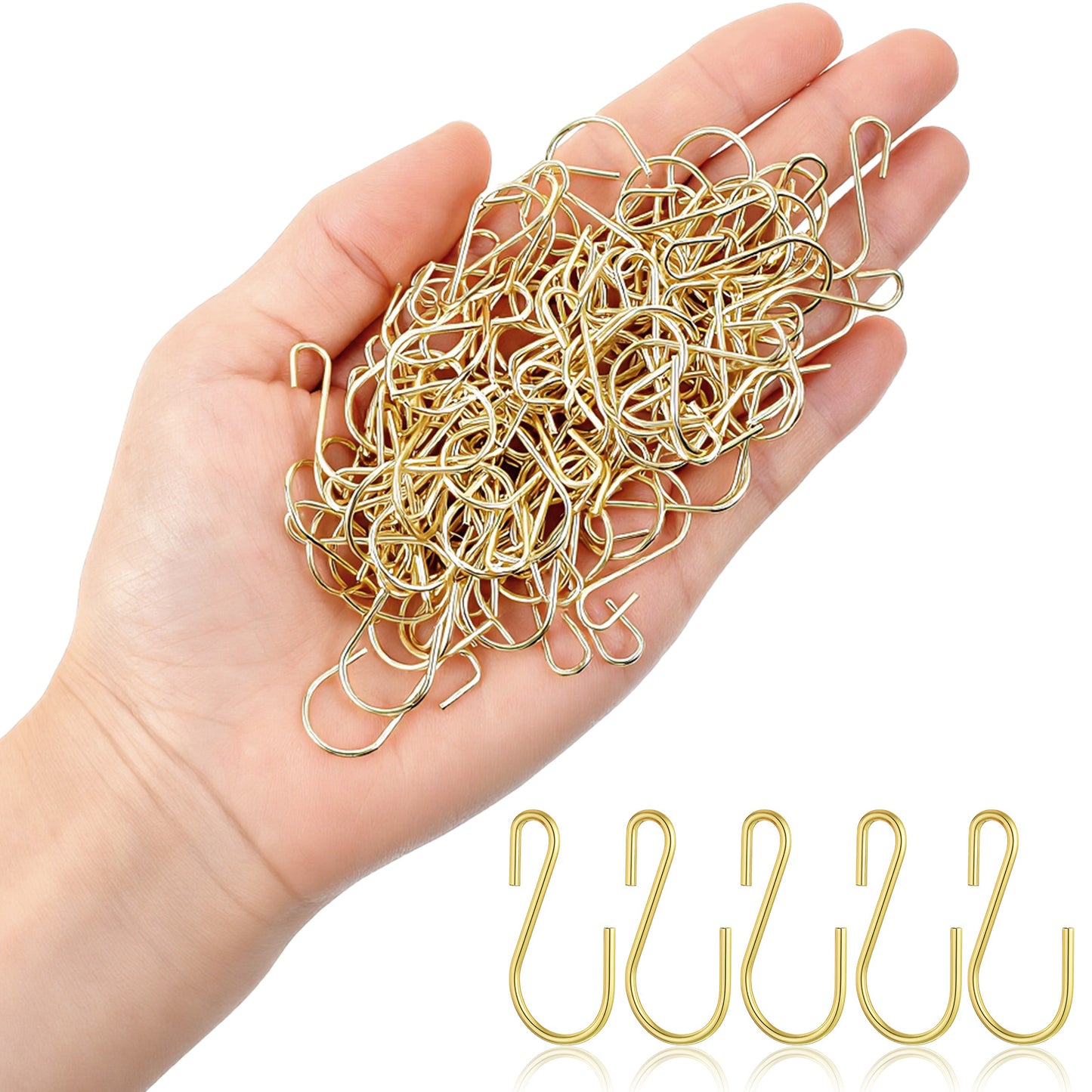 Matwsec 100PCS Mini S Hooks for Hanging,1 Inch Metal Hanging Hooks, Small Hook S Shaped Iron Wire Hook Hanger for Hang Jewelry Small Kitchenware Potted Plants Bags Keychains Accessories Gold