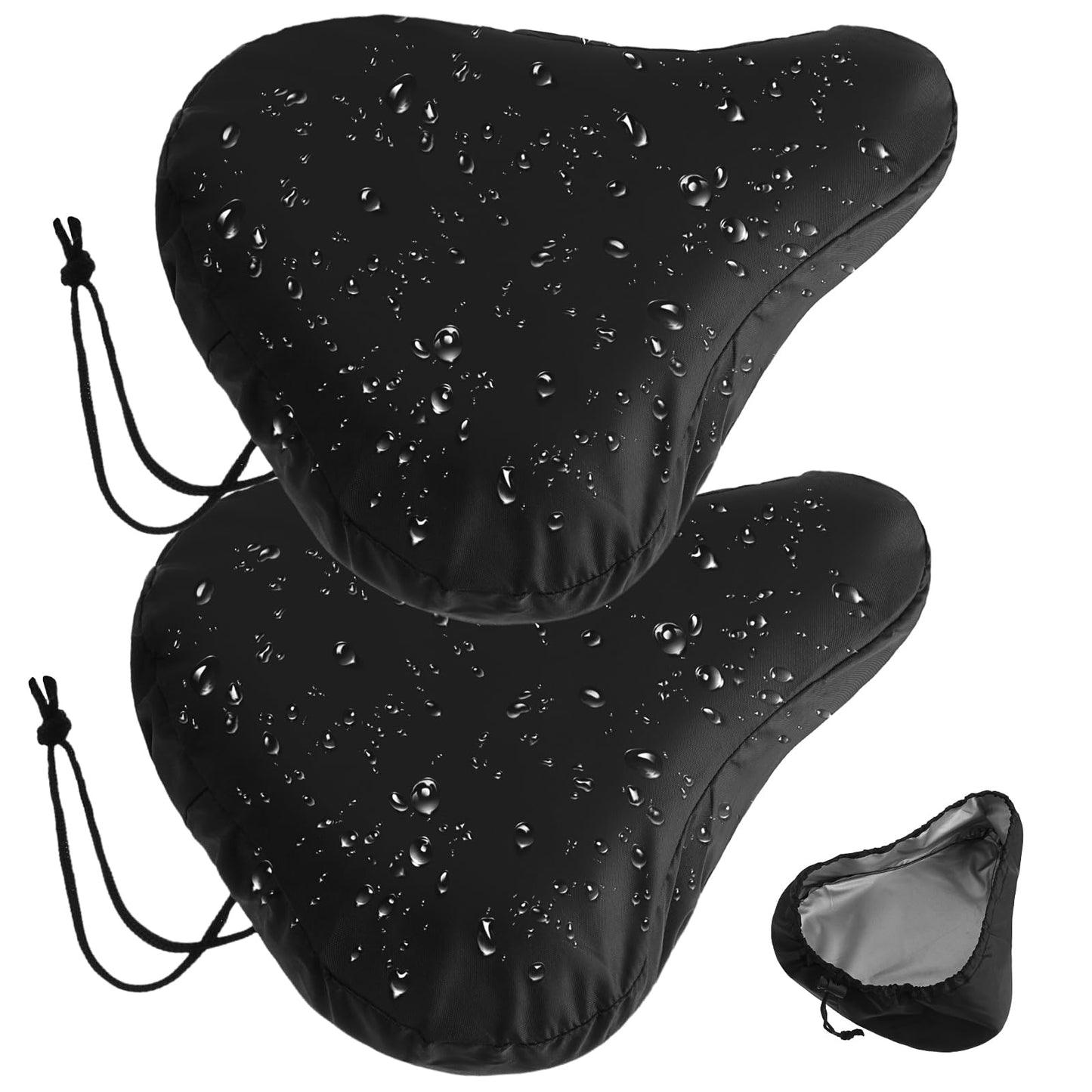 Mabor Bike Seat Cover, 2 Pcs Waterproof Bicycle Seat Saddle Cover, Bike Seat Rain Cover with Drawstring Protector Washable for Women Men Exercise Bike Indoor&Outdoor Cycling