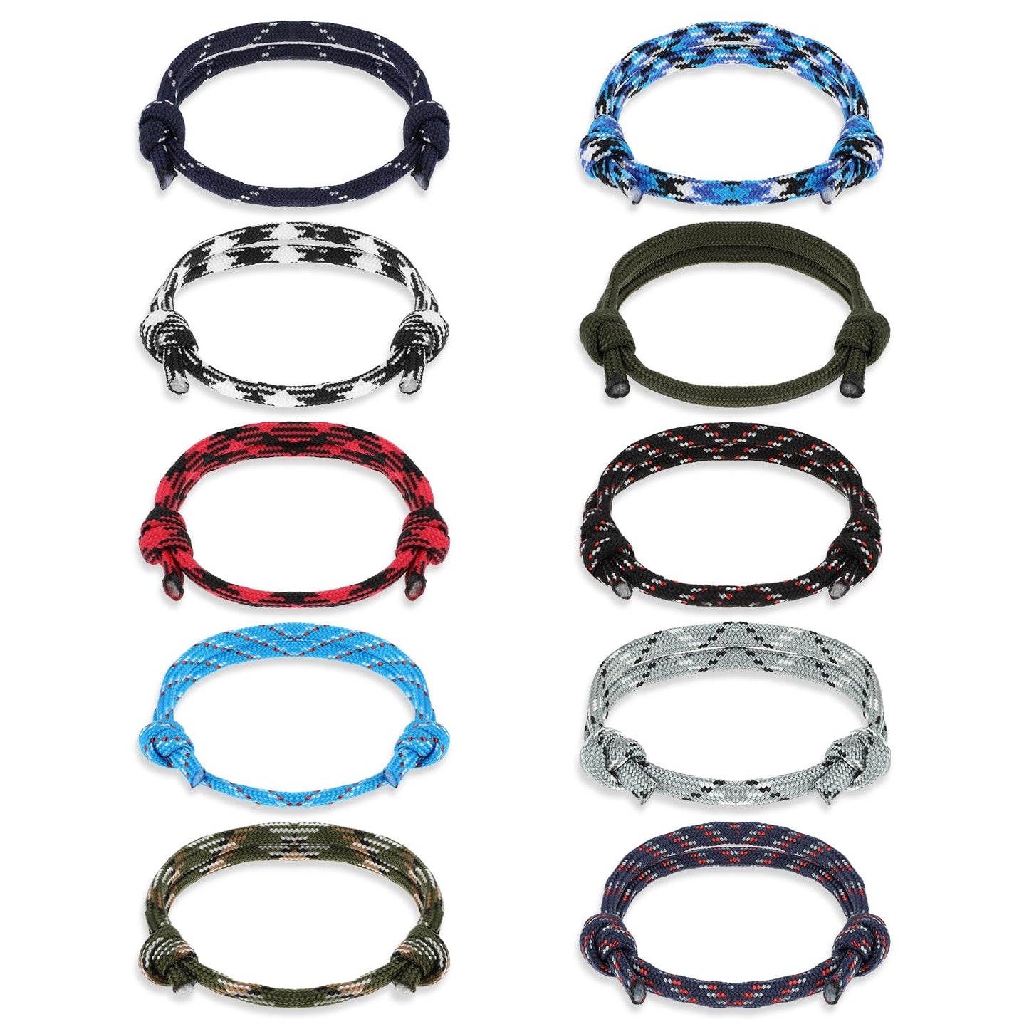 Mabor Rope Bracelet for Men, 20 Pcs Braided Rope Bracelet Handmade Navy Rope Cord Bracelet Adjustable String Wave Bracelets for Men Boys Teens Friendship
