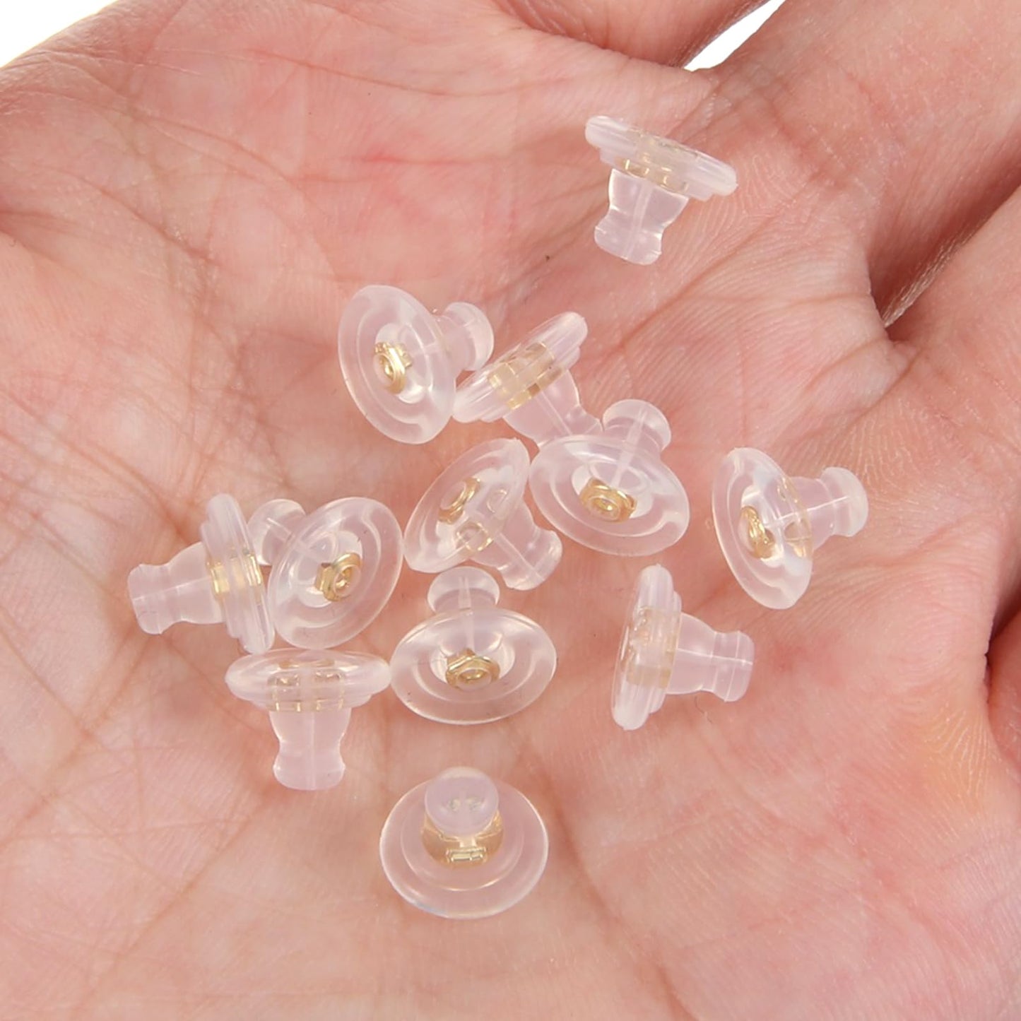 Chsoejuf 15 PCS Silicone Earring Backs for Studs Gold Plated Lifters