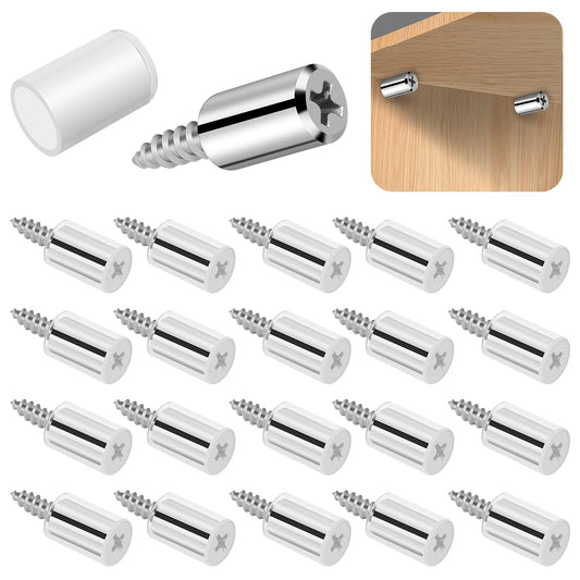 20PCS Cabinet Shelf Support Pegs Self-Tapping Screws Cabinet Laminate Support Shelf Pins with Anti-Slip Silicone Sleeve Metal Shelf Pegs for Furniture Bookcase Kitchen Cupboard Closet Glass Case