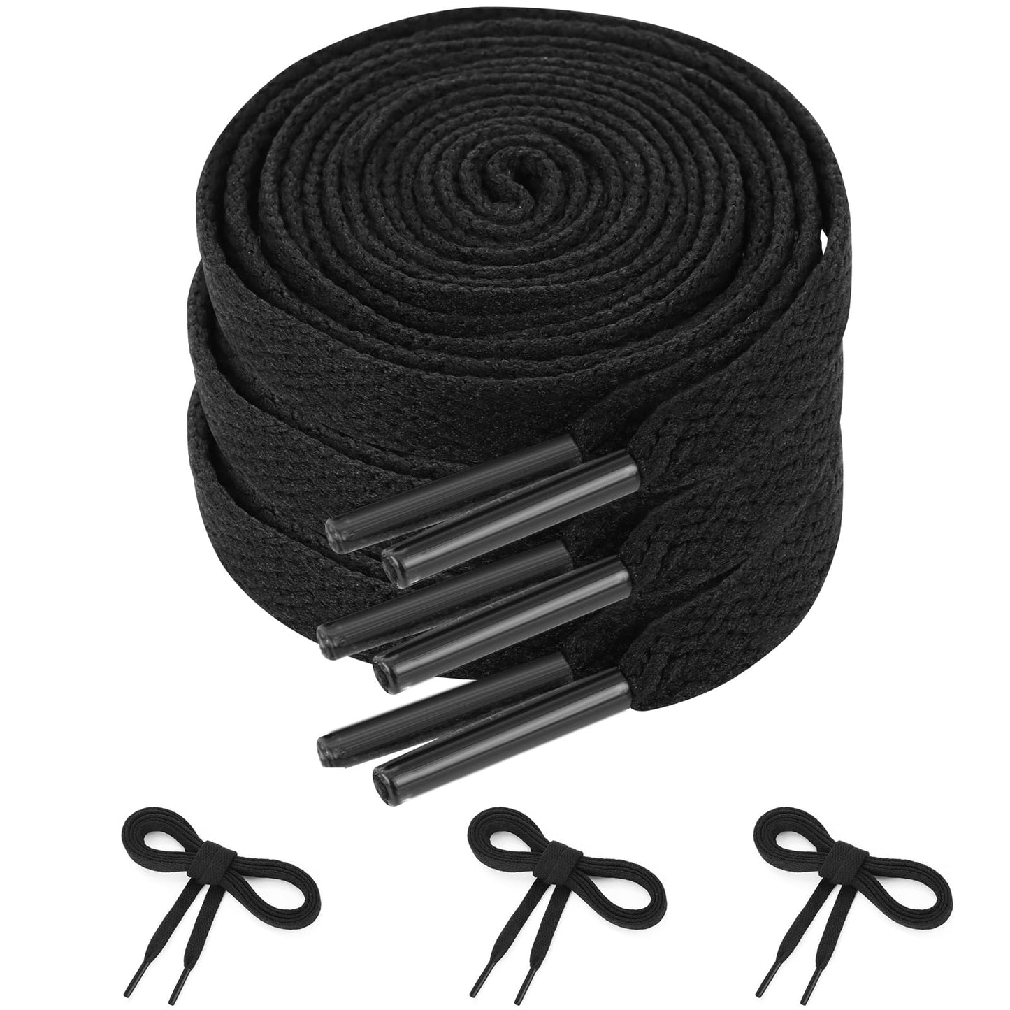Ouligay 3 Pairs Flat Shoelaces Trainer Shoelaces 8mm Wide Sneakers Laces Flat Shoe Laces Replacement Boot Laces for Trainers Walking Boots Sport Shoes Hiking Shoes Casual Shoes