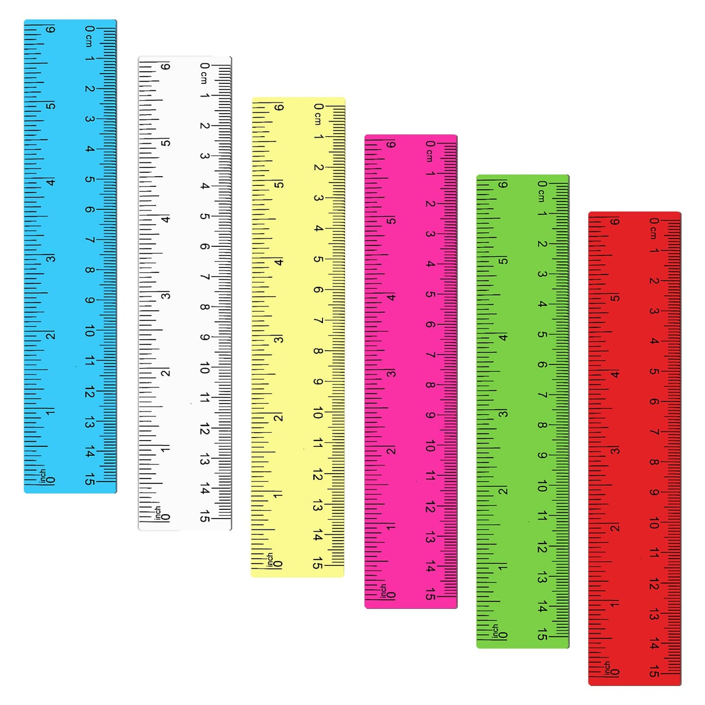 Mabor Drawing Ruler, 6 Inch, Plastic, Metric, 6Pcs, for School, Office, Home, Kids, Students, Adults
