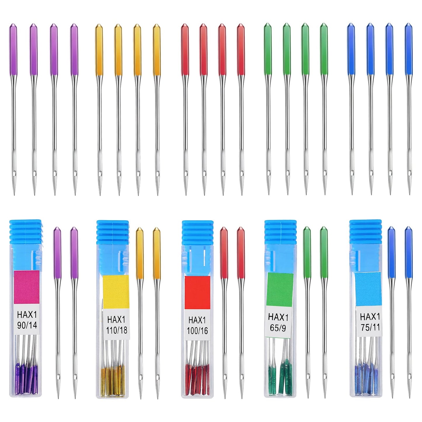 YourBrand 30 Pcs Universal Sewing Machine Needles Regular Point 5 Sizes