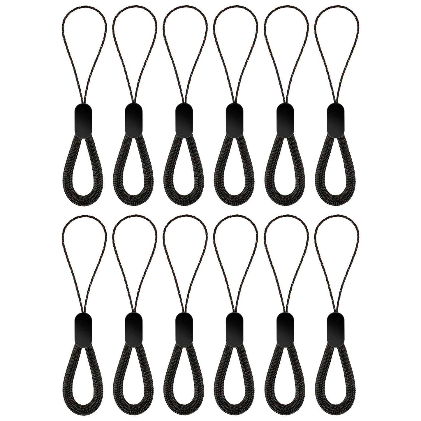 Mabor Pack of 12 Finger Lanyard Black Nylon Finger Loop Portable Lanyard Short for USB Sticks Mobile Phones Cameras Key (12.5 cm)